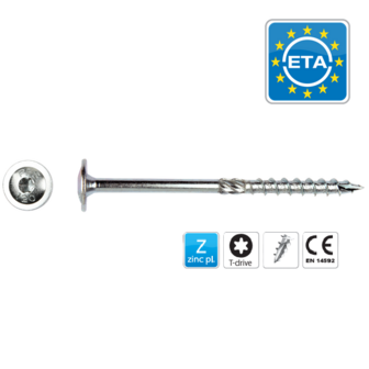 Tellerkopschroeven 8x140mm Tx40 | Verzinkt Cr3+ | 50 st.