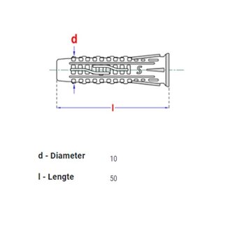 Universele pluggen 10x50mm | Nylon PA6 | 50 st.