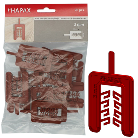 HAPAX uitvulplaatjes | 3mm rood | zak 20 stuks