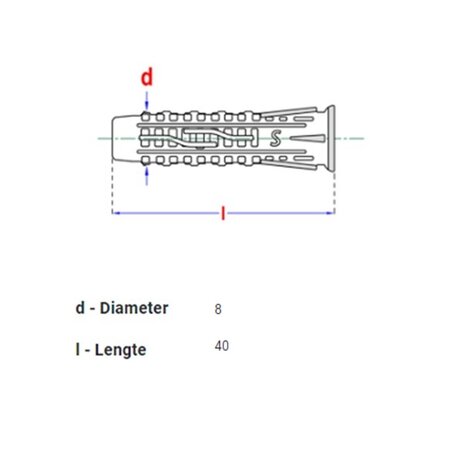 Universele pluggen 8x40mm | Nylon PA6 | 12 st.