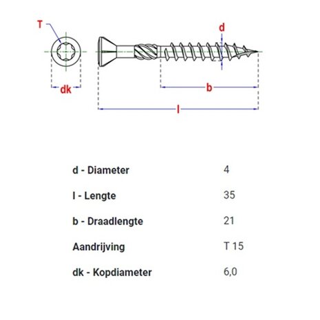 Hardhoutschroeven 4x35mm Tx15 | RVS C2 410 | 200 st.