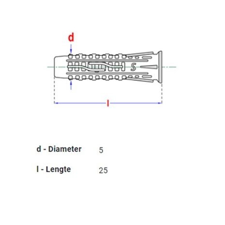 Universele pluggen 5x25mm | Nylon PA6 | 15 st.